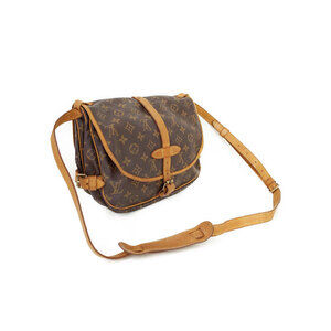 Louis Vuitton Shoulder Monogram Leather Brown Saumur Bag